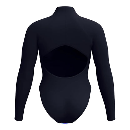 Black-Blue - Back - Speedo Womens-Ladies Glow Zipped Long-Sleeved One Piece Swimsuit