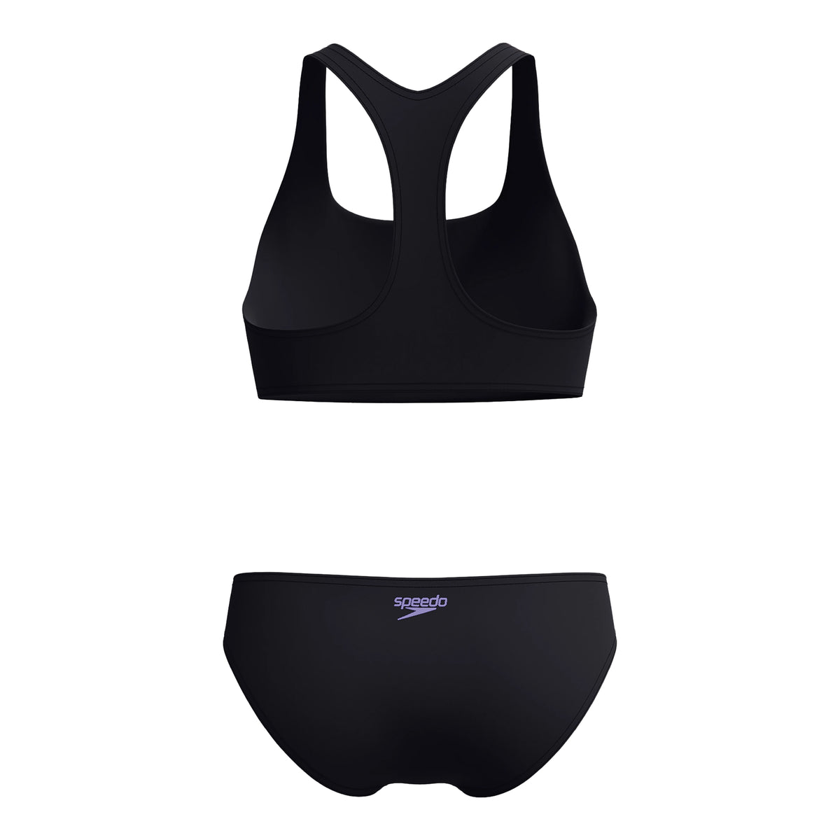 Black-Peach - Back - Speedo Womens-Ladies Placement Racerback Two-Piece Swimsuit