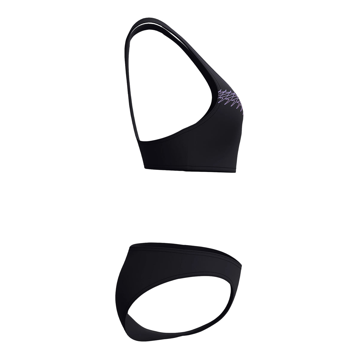 Black-Peach - Side - Speedo Womens-Ladies Placement Racerback Two-Piece Swimsuit