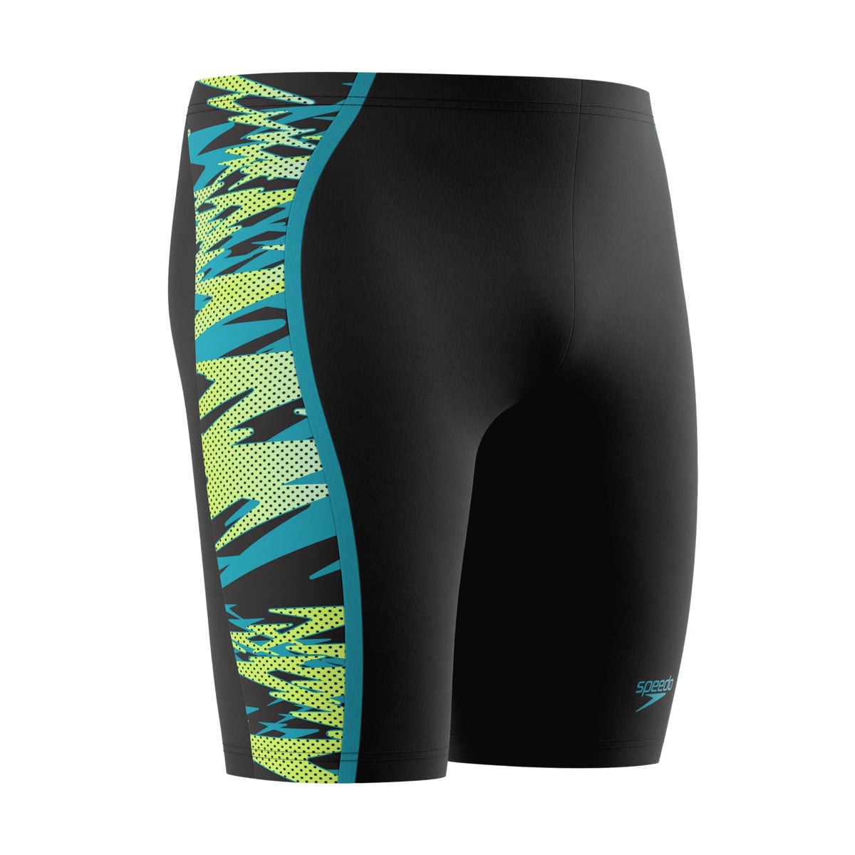 Black - Side - Speedo Mens Hyperboom Splice Patterned Mid Rise Jammer Shorts