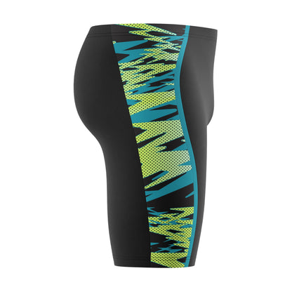 Black - Pack Shot - Speedo Mens Hyperboom Splice Patterned Mid Rise Jammer Shorts