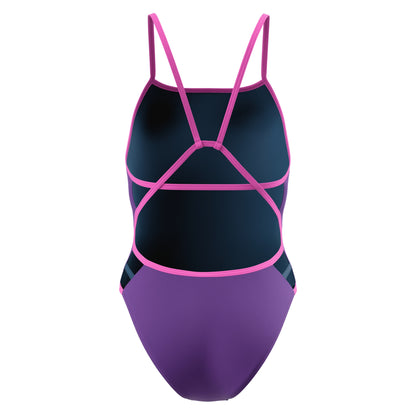 Purple - Back - Speedo Womens-Ladies Solid Triback One Piece Swimsuit