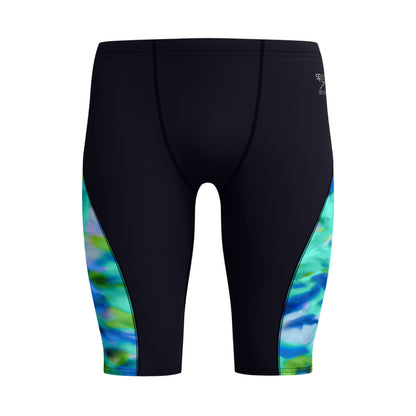 Turquoise-Dark Green - Front - Speedo Mens Spliced Endurance+ Jammer Shorts