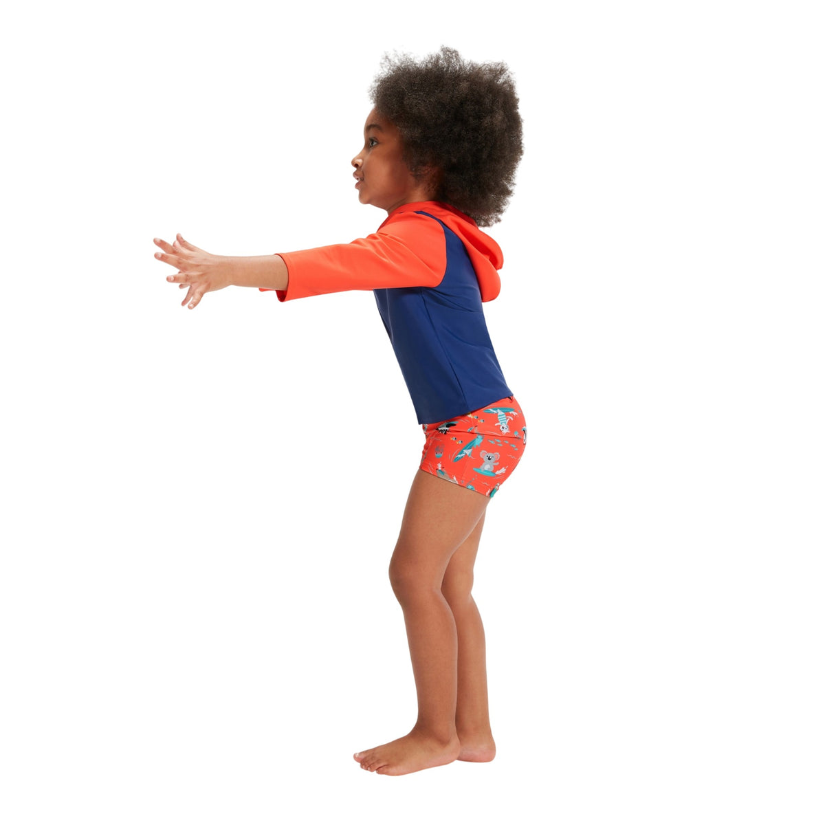 Blue-Orange - Side - Speedo Childrens-Kids Learn to Swim Essential Rash Top