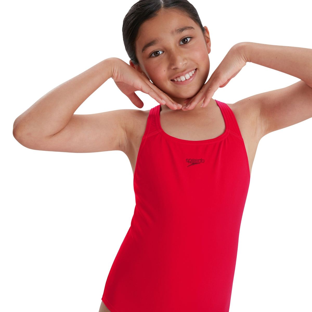 Red - Side - Speedo Girls Medalist Endurance+ One Piece Swimsuit