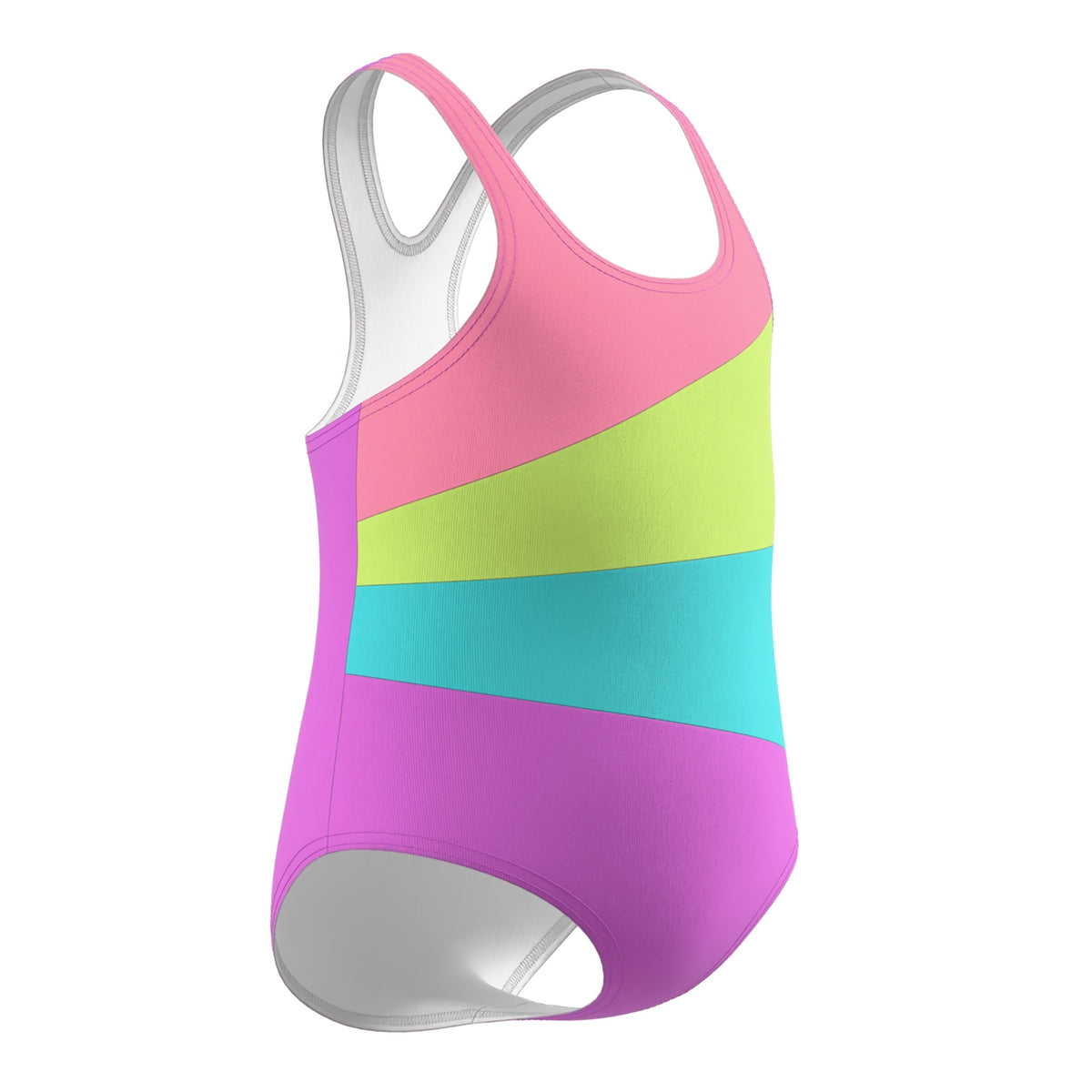 Blue-Green-Pink - Lifestyle - Speedo Girls Radiating Splice Racerback One Piece Swimsuit