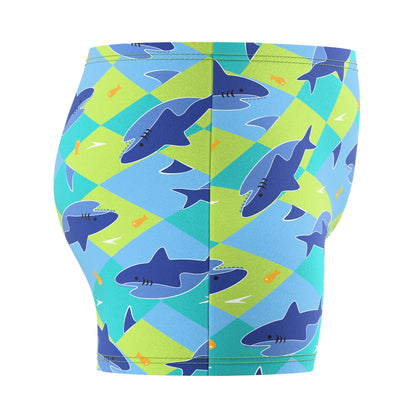 Blue-Green - Side - Speedo Boys Aqua Shark Swim Shorts