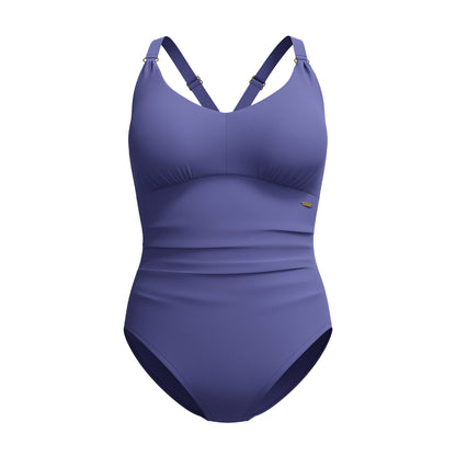 Blue - Front - Speedo Womens-Ladies V Neck Shaping One Piece Swimsuit