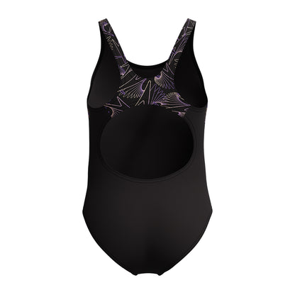 Orange - Back - Speedo Girls Hyperbloom Splice One Piece Swimsuit