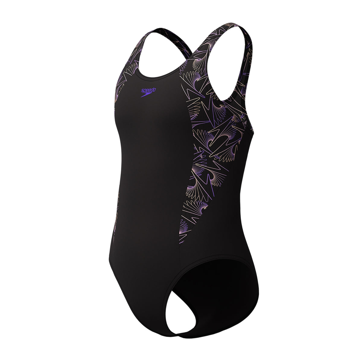 Orange - Side - Speedo Girls Hyperbloom Splice One Piece Swimsuit
