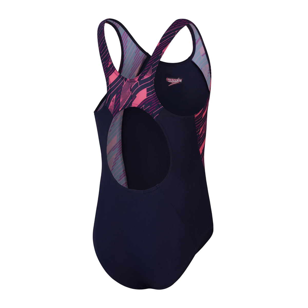 Pink - Back - Speedo Girls Hyperbloom Splice One Piece Swimsuit