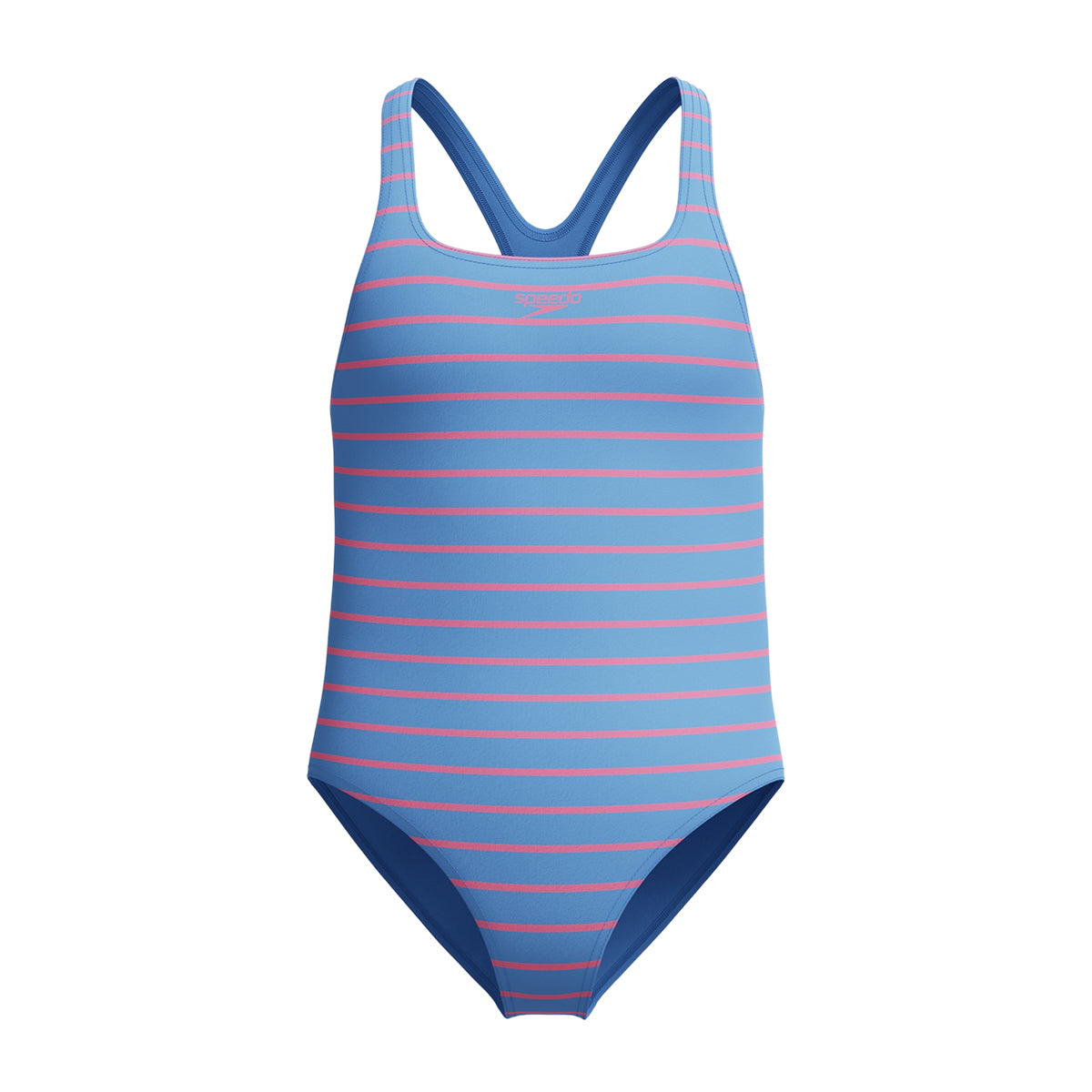 Blue - Front - Speedo Girls Medalist Striped One Piece Swimsuit