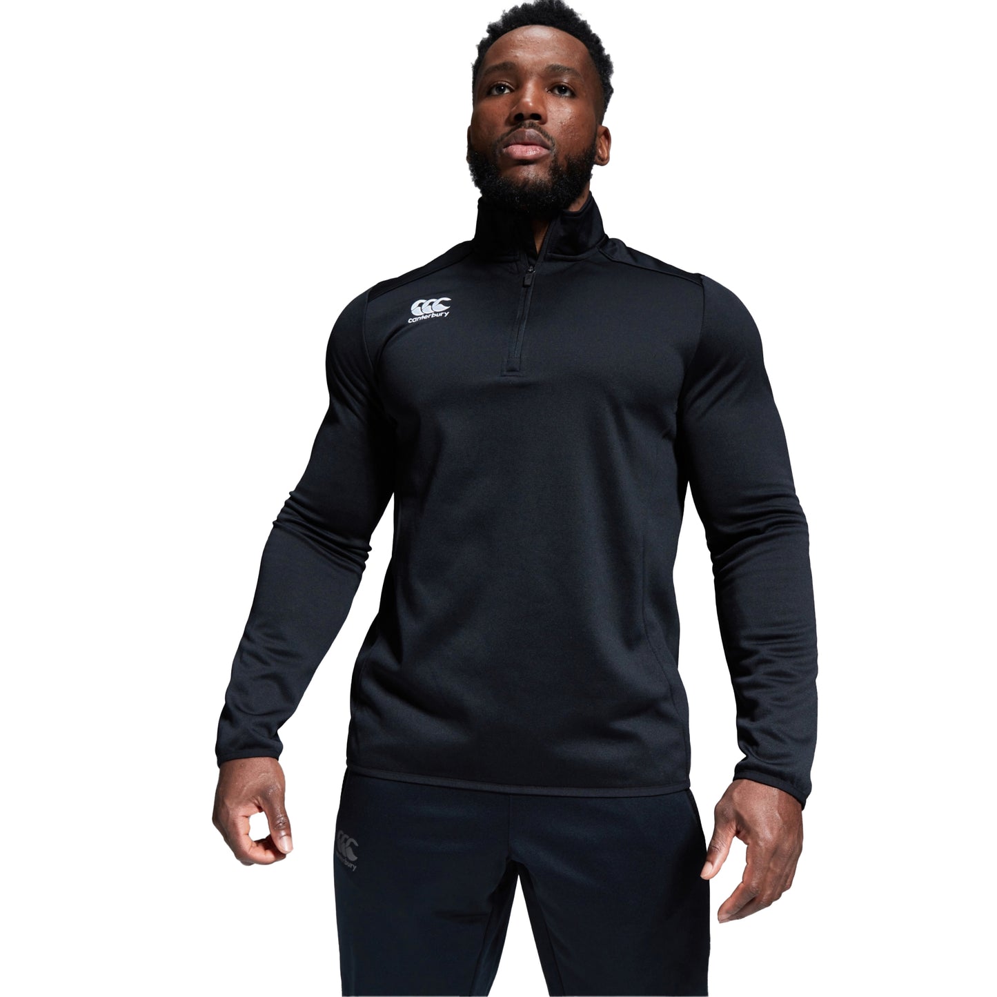 Black - Pack Shot - Canterbury Mens Club Quarter Zip Training Midlayer