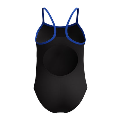 Black - Back - Speedo Girls Placement Thin Strap One Piece Swimsuit