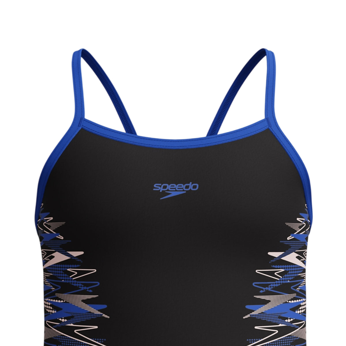 Black - Side - Speedo Girls Placement Thin Strap One Piece Swimsuit