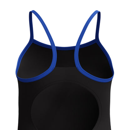 Black - Lifestyle - Speedo Girls Placement Thin Strap One Piece Swimsuit