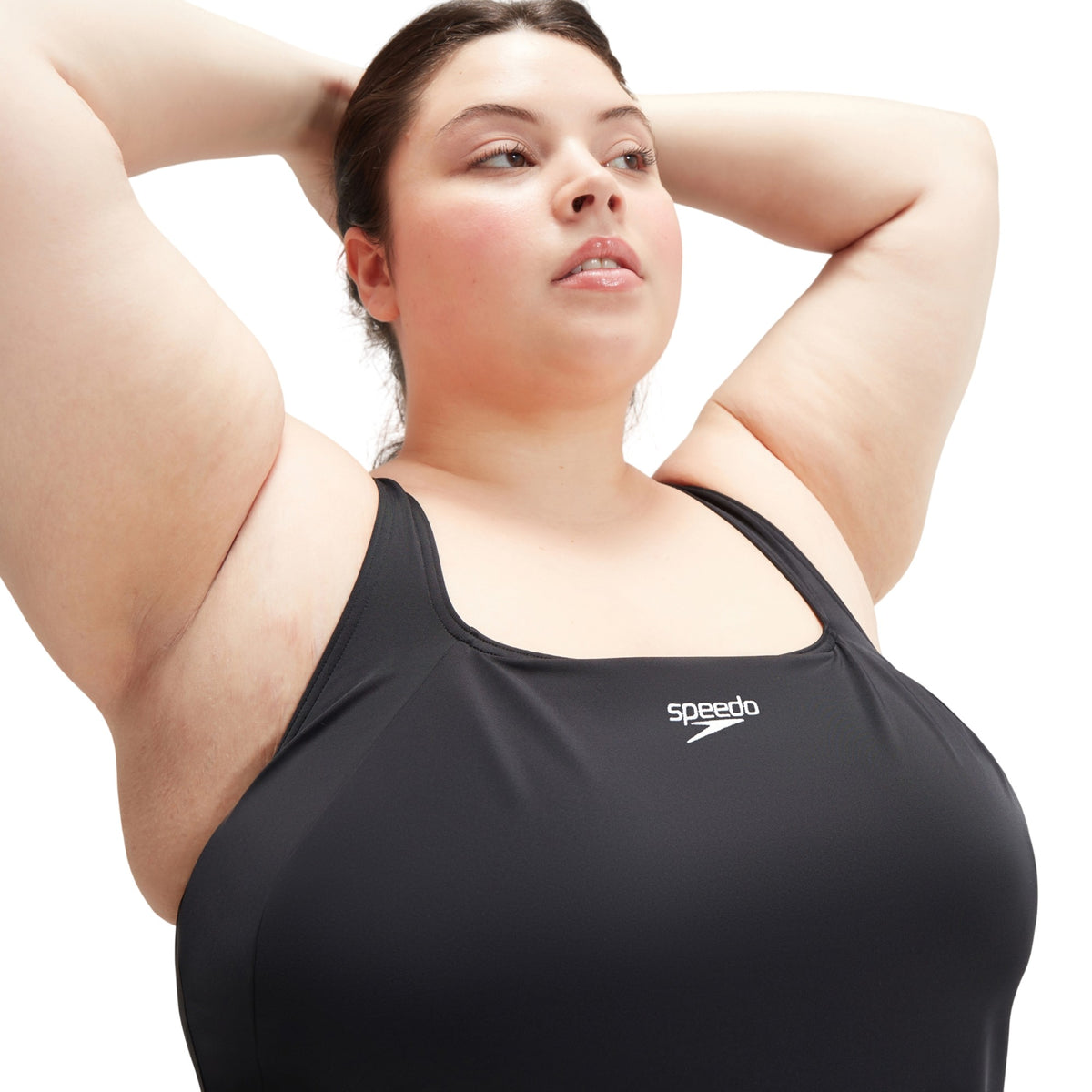Black - Side - Speedo Womens-Ladies Logo Swim Dress