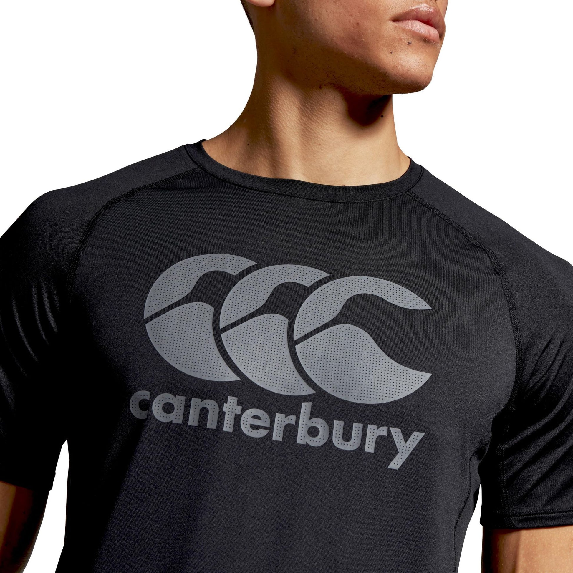 Black-Gunmetal Grey - Side - Canterbury Mens Big Logo Super Light T-Shirt