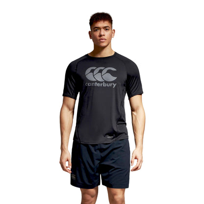 Black-Gunmetal Grey - Pack Shot - Canterbury Mens Big Logo Super Light T-Shirt
