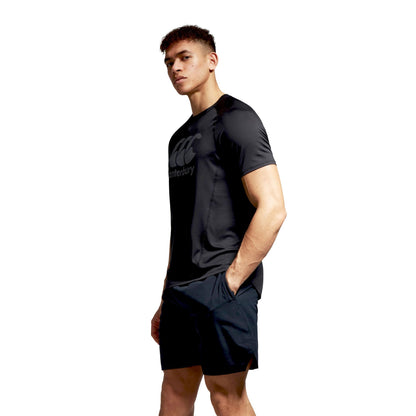 Black-Gunmetal Grey - Close up - Canterbury Mens Big Logo Super Light T-Shirt