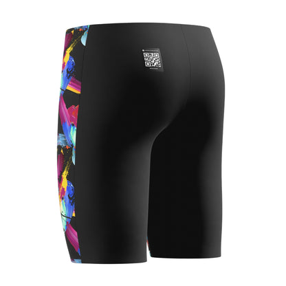 Black-Multicoloured - Side - Speedo Boys Painted Effect Endurance+ Jammer Shorts