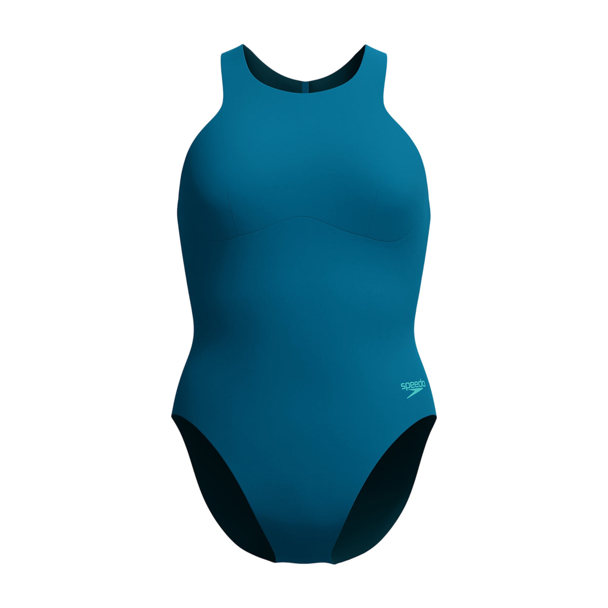 Green - Front - Speedo Womens-Ladies Racer Zipped One Piece Swimsuit