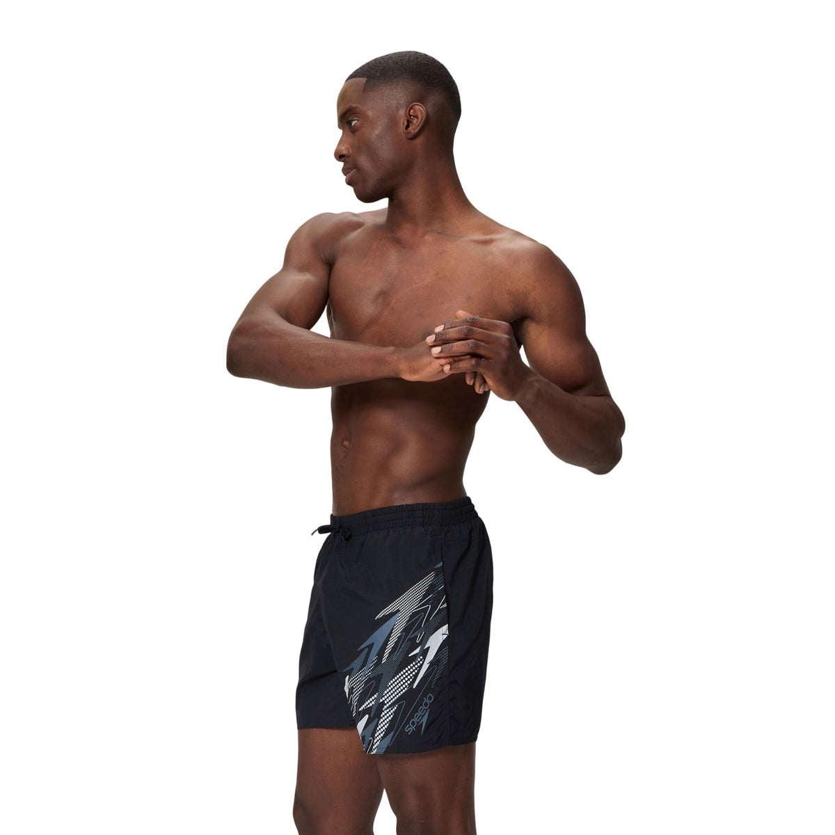 Black - Side - Speedo Mens Medley Logo Swim Shorts
