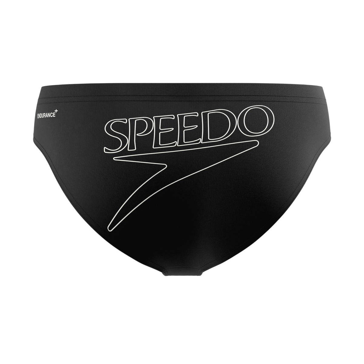 Black - Back - Speedo Mens Big Logo Endurance+ Swim Briefs