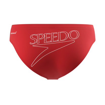 Red - Back - Speedo Mens Big Logo Endurance+ Swim Briefs