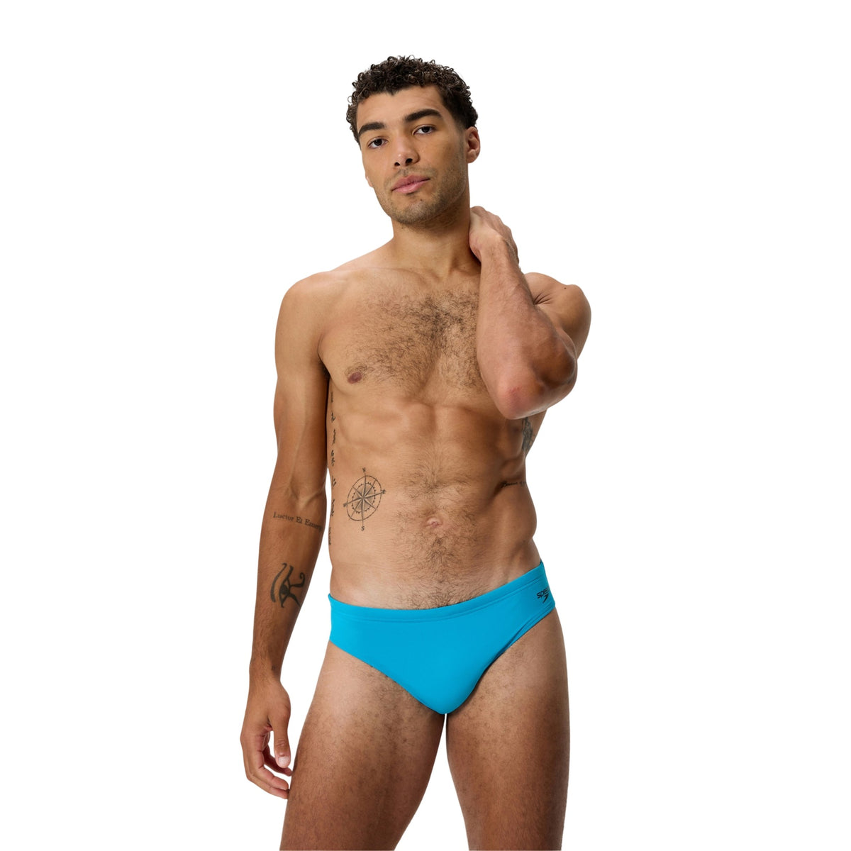 Turquoise - Side - Speedo Mens Big Logo Endurance+ Swim Briefs