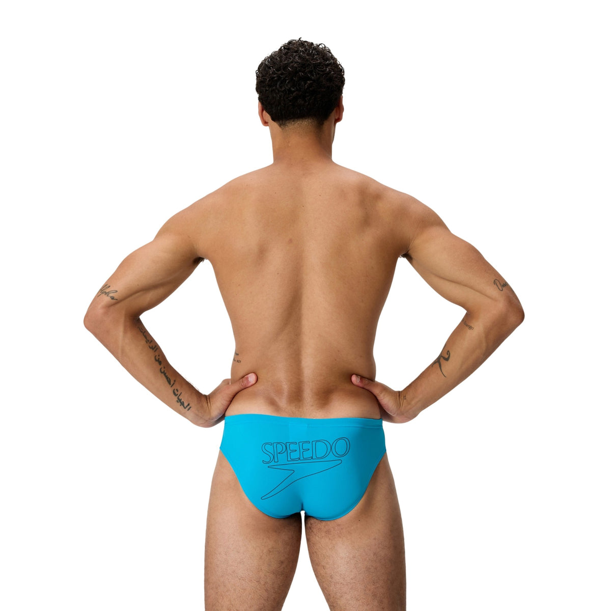 Turquoise - Lifestyle - Speedo Mens Big Logo Endurance+ Swim Briefs