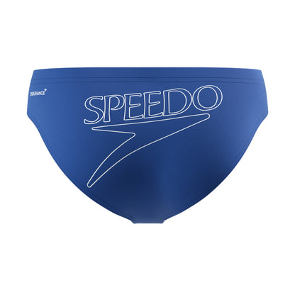 Blue - Back - Speedo Mens Big Logo Endurance+ Swim Briefs
