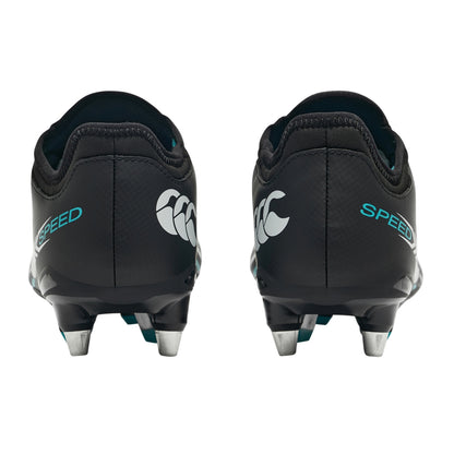 Black-Green - Back - Canterbury Unisex Adult Speed Falcon 2.0 Team Soft Ground Rugby Boots