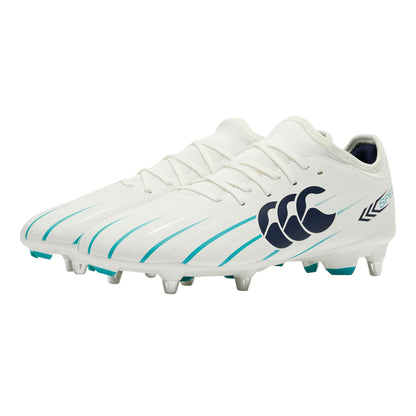 White-Green - Close up - Canterbury Unisex Adult Speed Falcon 2.0 Team Soft Ground Rugby Boots