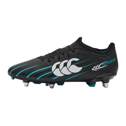 Black-Green - Side - Canterbury Unisex Adult Speed Falcon 2.0 Team Soft Ground Rugby Boots
