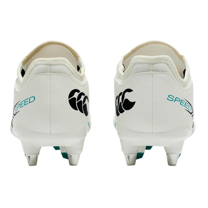 White-Green - Back - Canterbury Unisex Adult Speed Falcon 2.0 Team Soft Ground Rugby Boots