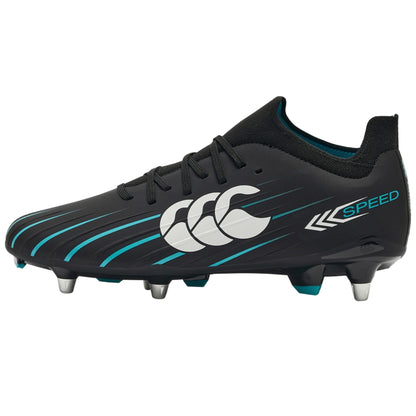Black - Side - Canterbury Unisex Adult Speed Falcon Pro 2.0 Soft Ground Rugby Boots