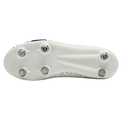 White-Blue - Back - Canterbury Childrens-Kids Stampede Ground Break Team Soft Ground Rugby Boots