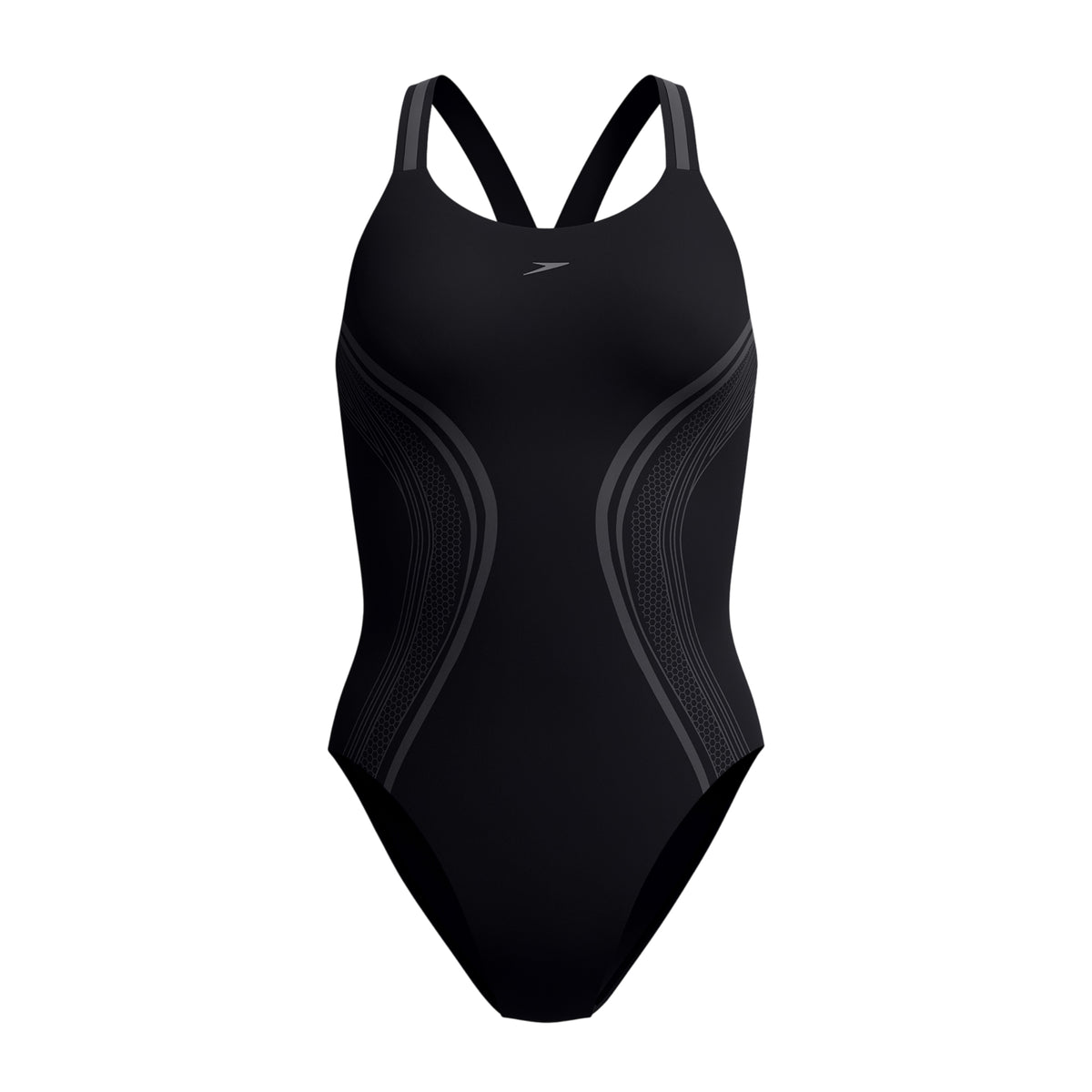 Black - Front - Speedo Womens-Ladies Printed Performance Muscleback One Piece Swimsuit