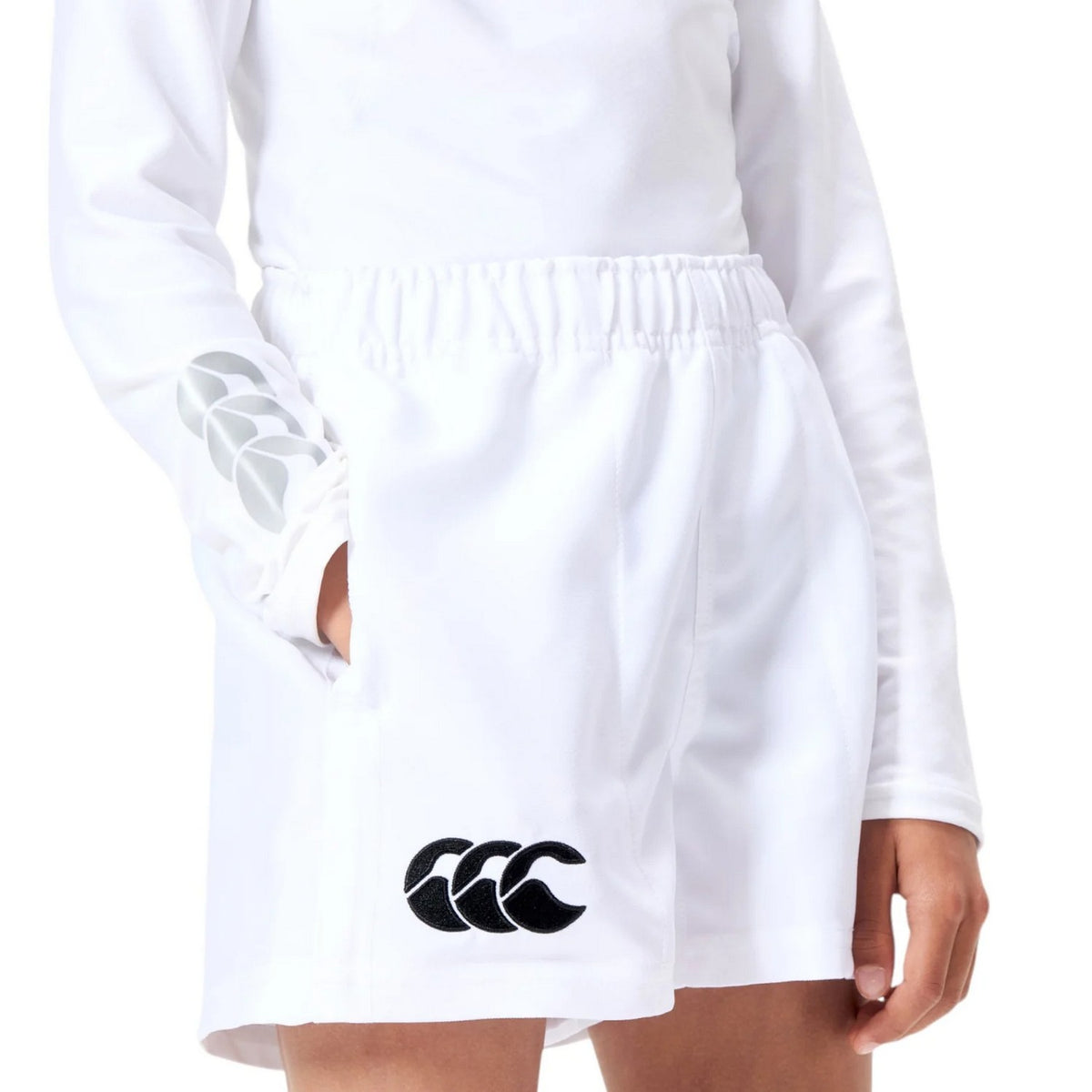 White - Lifestyle - Canterbury Childrens-Kids Cotton Drill Shorts