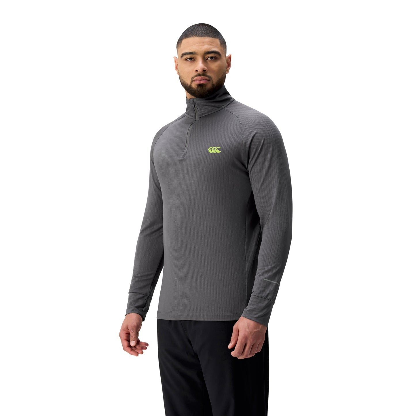 Charcoal - Back - Canterbury Mens Tempo+ Quarter Zip Training Top