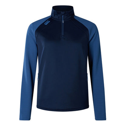 Navy-True Navy Marl - Front - Canterbury Womens-Ladies Elite Quarter Zip Base Layer Top