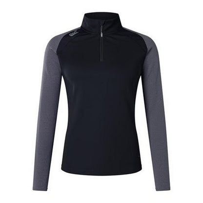 Black-Magnet Marl - Front - Canterbury Womens-Ladies Elite Quarter Zip Base Layer Top