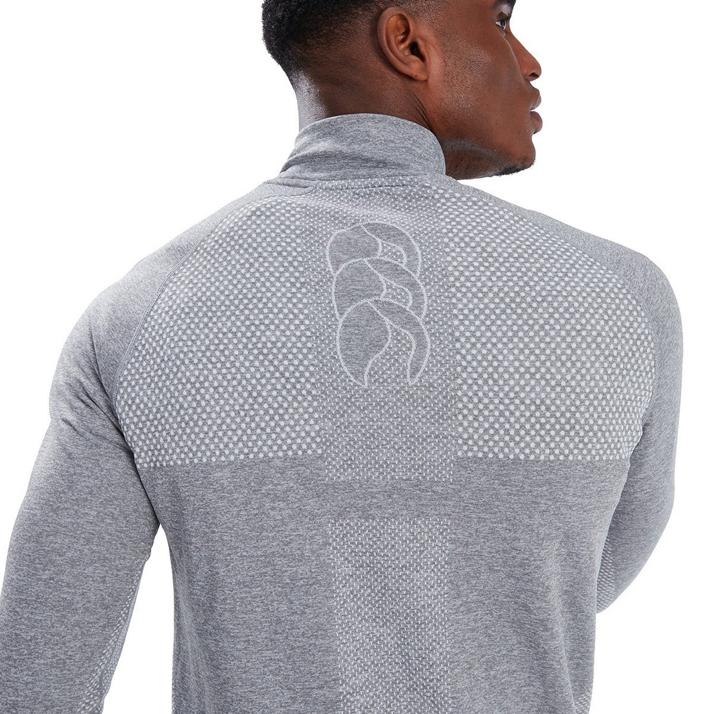 Grey Marl - Pack Shot - Canterbury Mens Seamless Quarter Zip Base Layer Top