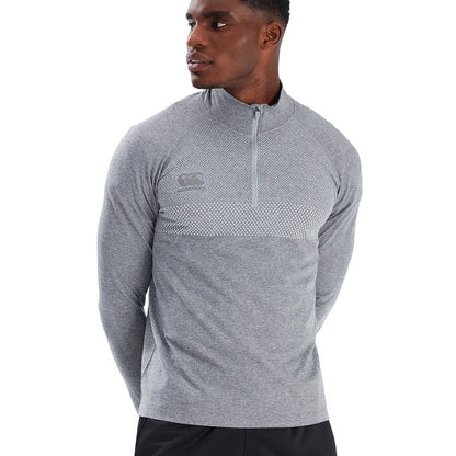 Grey Marl - Lifestyle - Canterbury Mens Seamless Quarter Zip Base Layer Top