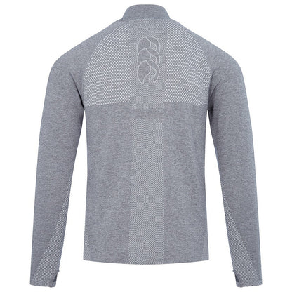 Grey Marl - Back - Canterbury Mens Seamless Quarter Zip Base Layer Top