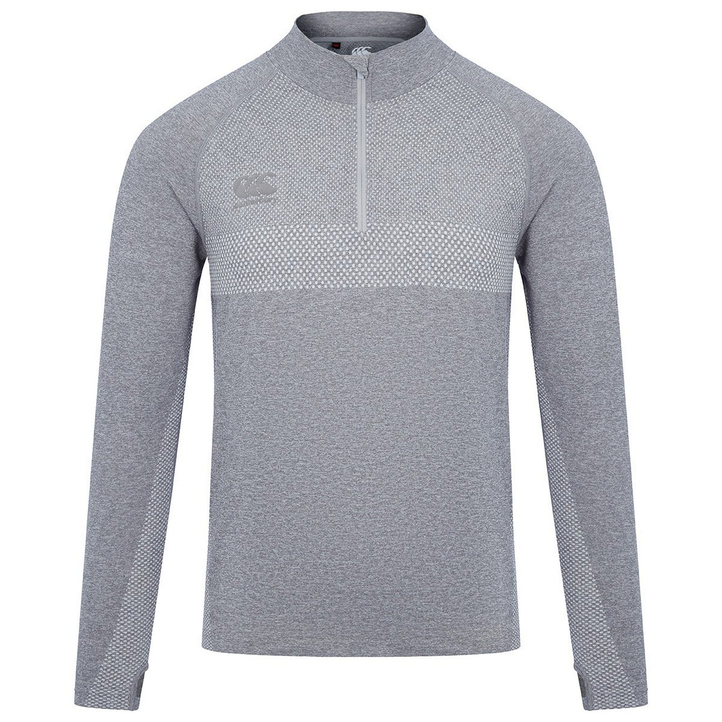 Grey Marl - Front - Canterbury Mens Seamless Quarter Zip Base Layer Top