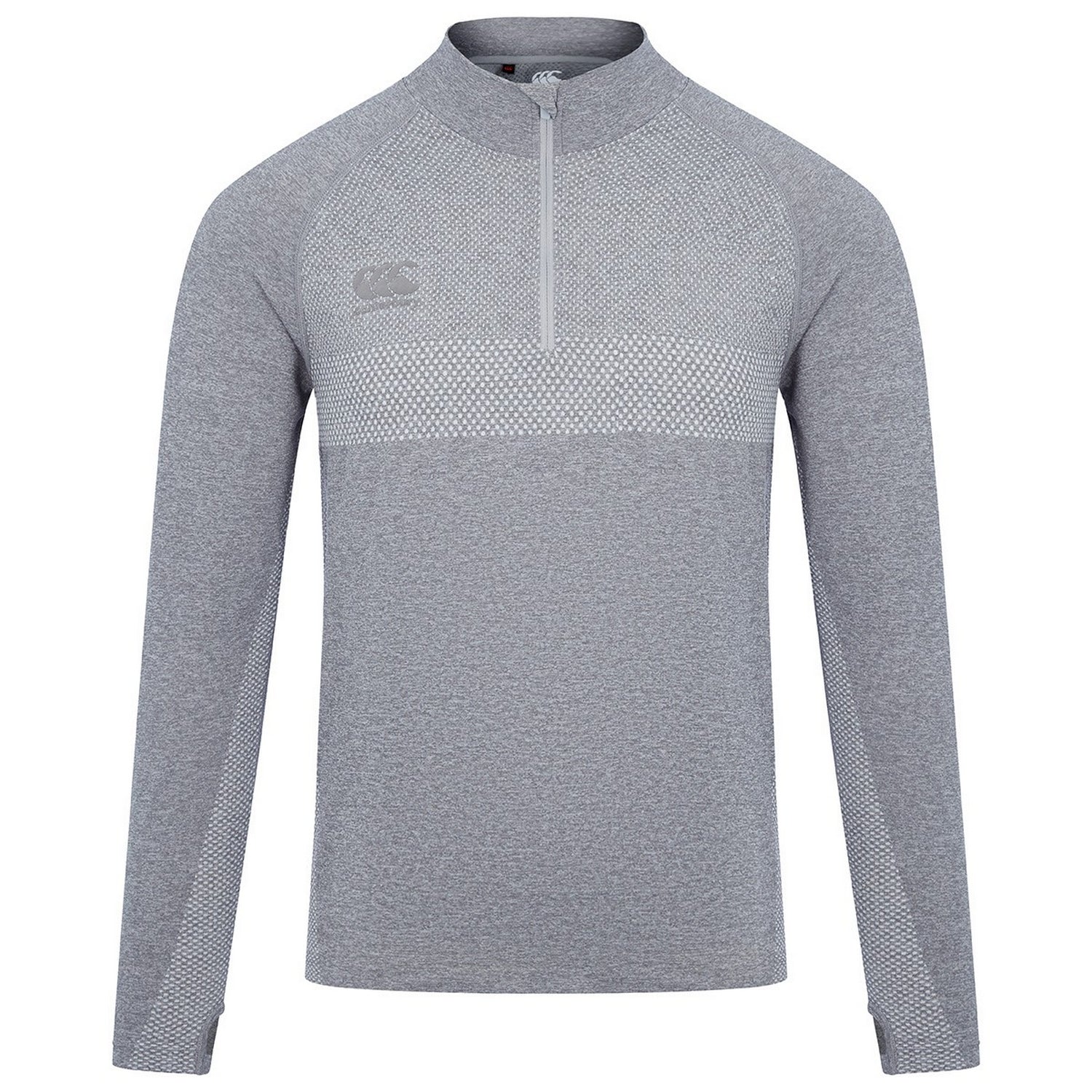 Grey Marl - Front - Canterbury Mens Seamless Quarter Zip Base Layer Top