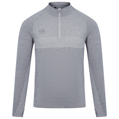 Grey Marl - Front - Canterbury Mens Seamless Quarter Zip Base Layer Top