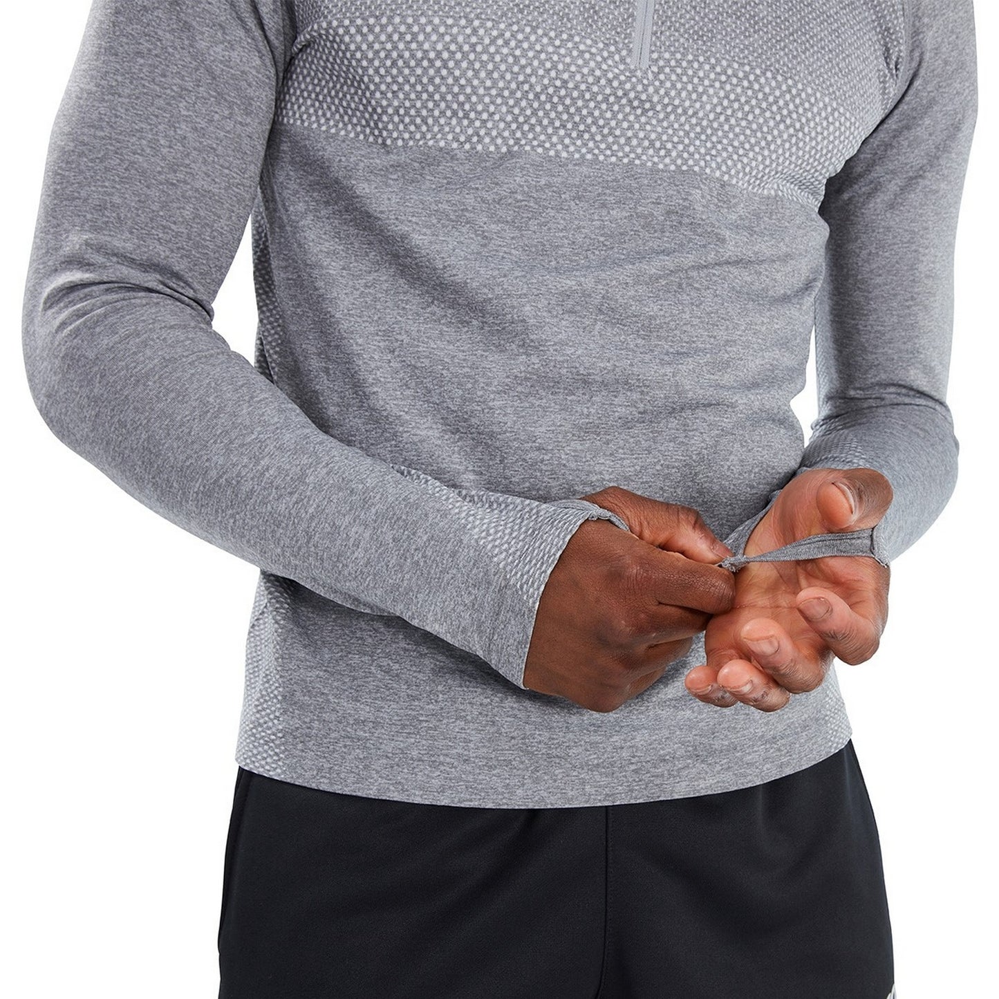 Grey Marl - Side - Canterbury Mens Seamless Quarter Zip Base Layer Top